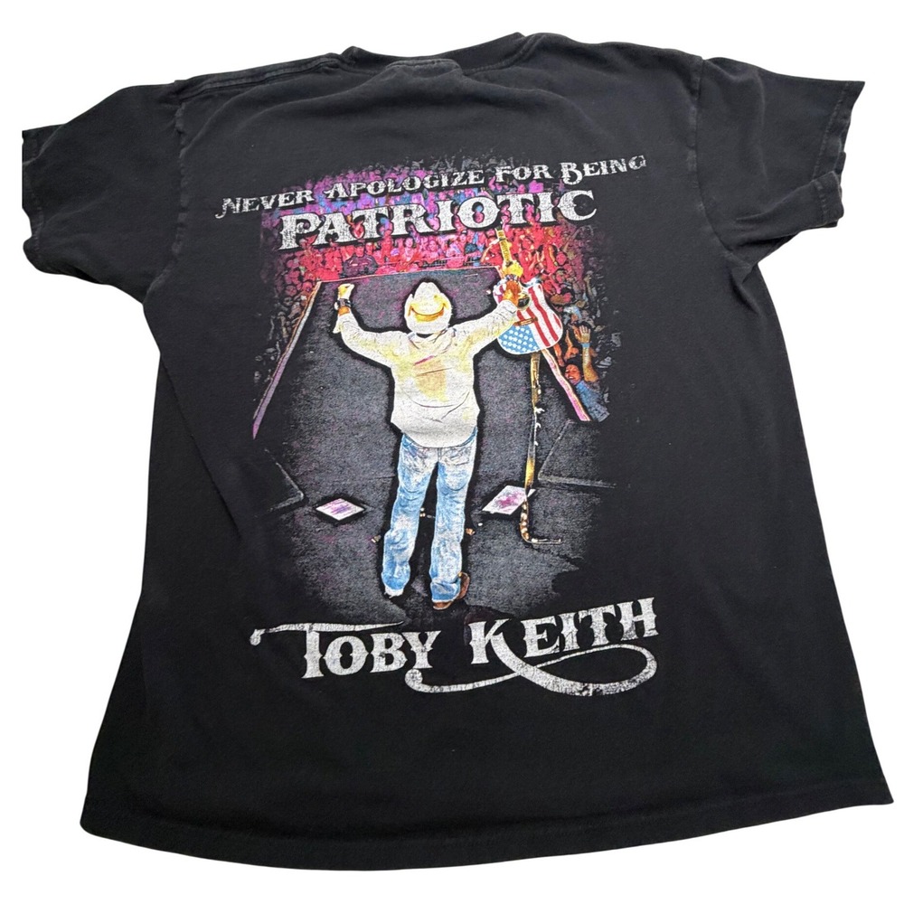 Toby Keith Patriotic Concert Graphic T-Shirt Black Mens Medium Made in USA